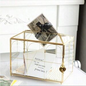 Gold Glass Card Box with Lock